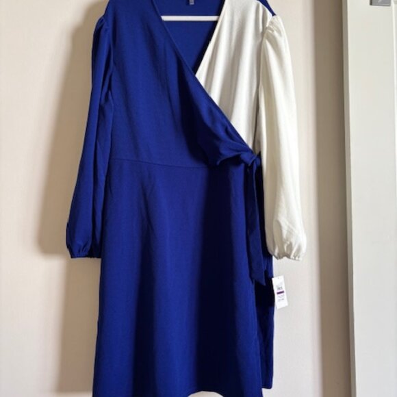 Kasper Plus Colorblock Surplice Side-Tie Jersey Dress size XXL - Picture 4 of 8